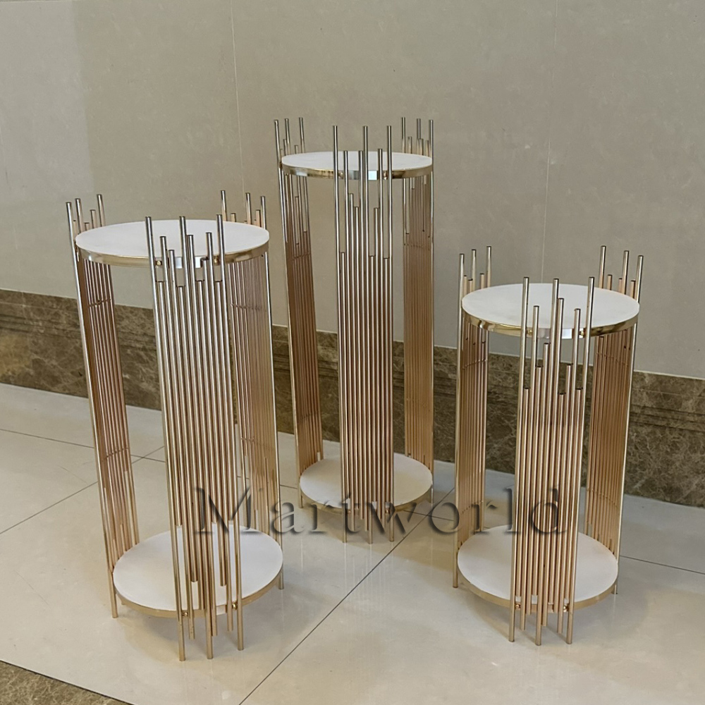 Set of 3 Gold cake table display pedestal candy bar table wedding backdrops sweet bar table bridal shower party events cake table (set of 3)