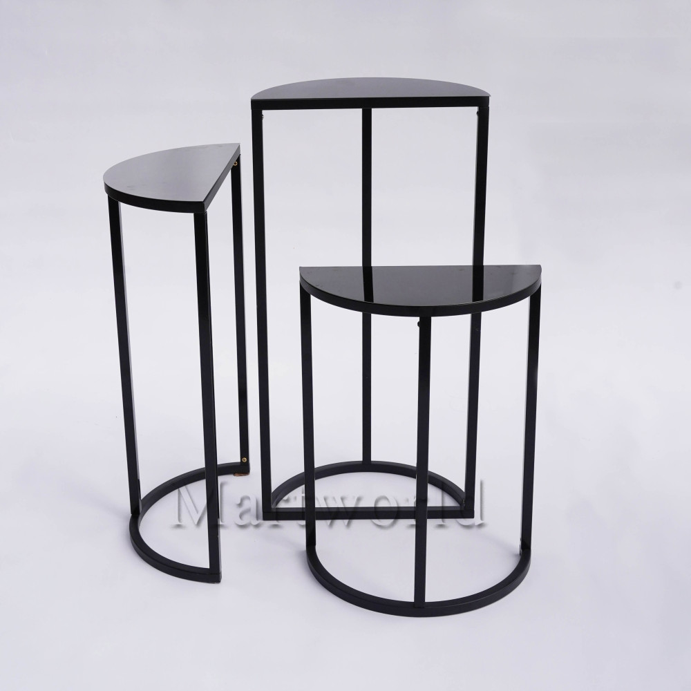 black semicircle circle table moon shape  arch table aisle decoration cake candy table art display stands home decoration wedding birthday party event bridal shower planning decoration