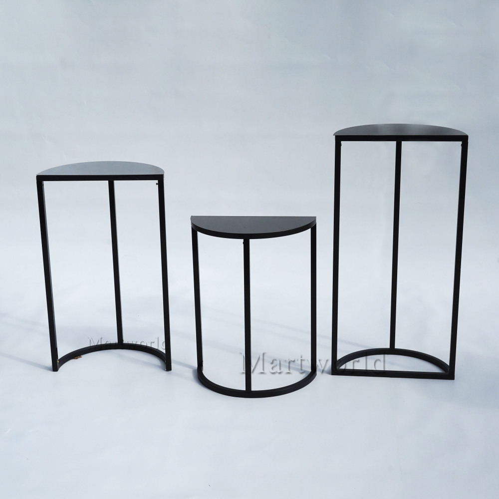 black semicircle circle table moon shape  arch table aisle decoration cake candy table art display stands home decoration wedding birthday party event bridal shower planning decoration