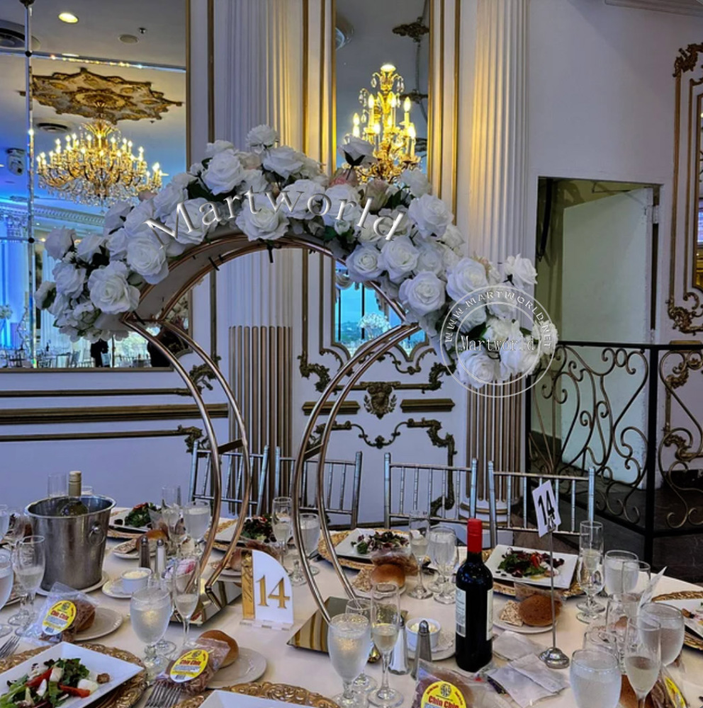 Gold arch flower stand metal flower vase floral stand table centerpiece wedding dining table decor party event table decor event aisle decor
