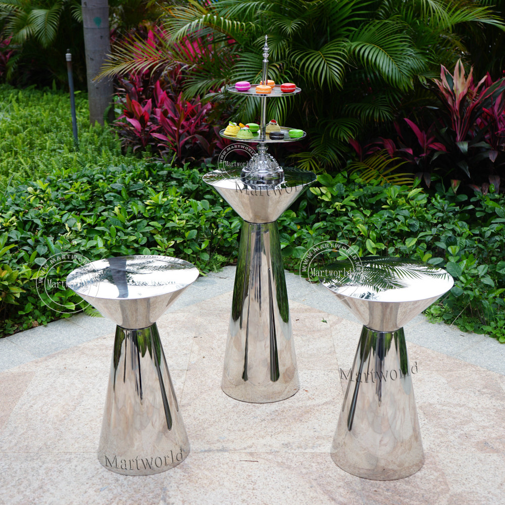 cooktail table siver mirror table pedestal stand art display stands aisle flower stand aisle decoration cake sweet table wedding party event birthday decoration home decoration