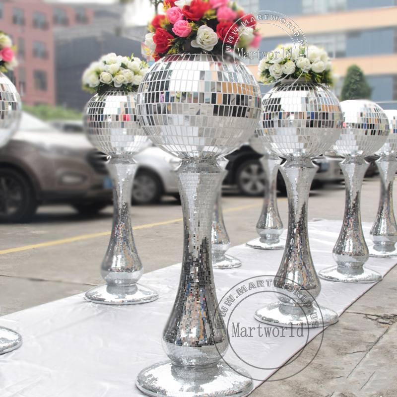 silver mirror fiber glass flower vase tall vase wedding party event home decoration bridal shower decoration aisle decoration