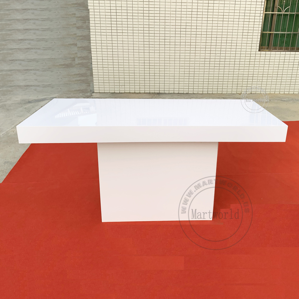 white rectangle dining table event table cake table pedestal table for wedding bride and groom bridal shower party events banquet table birthday cake table rectangular table home decoration