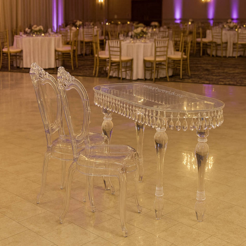 Acrylic oval style ghost table crystal table detachable dining table for bride groom couple shower candy bar sweet table event wedding decor