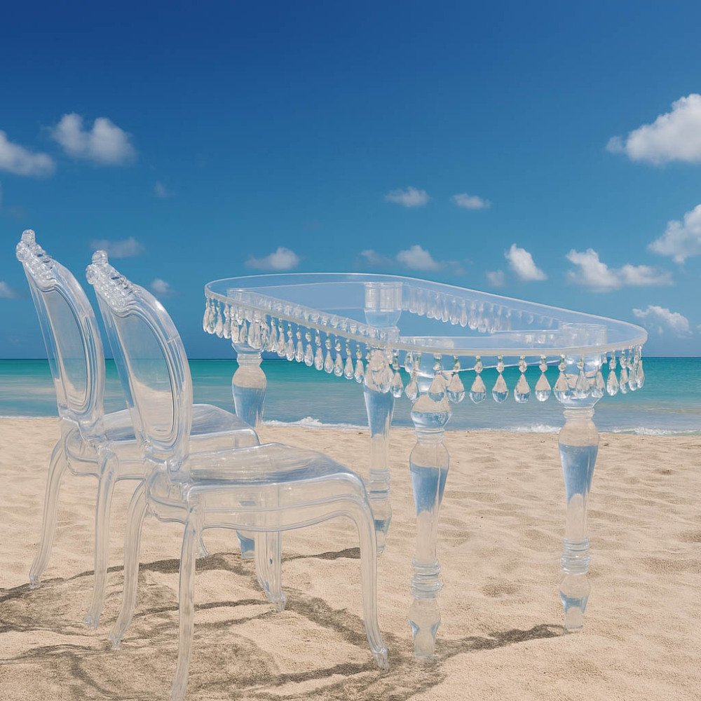 Acrylic oval style ghost table crystal table detachable dining table for bride groom couple shower candy bar sweet table event wedding decor