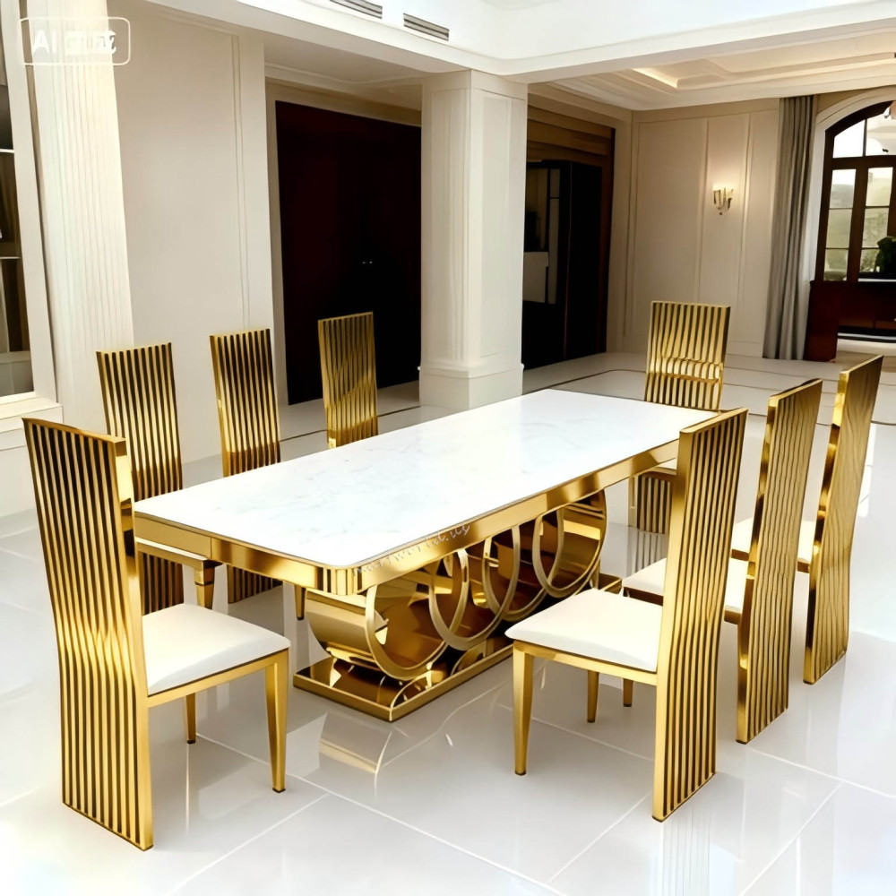 custom 8 seats silver & gold stainless steel dining table legs table bottom table frame dining base dining room table support stand