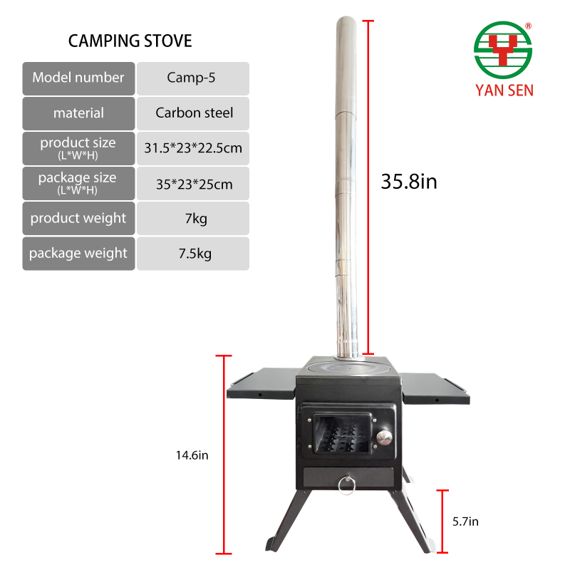 Tent Stove Wood Burning Stove,  Portable Camping Tent Stove, Steel Tent Wood Stove with Chimney Pipes Portable Camping Cookware for Camping Heating Lodging Cooking