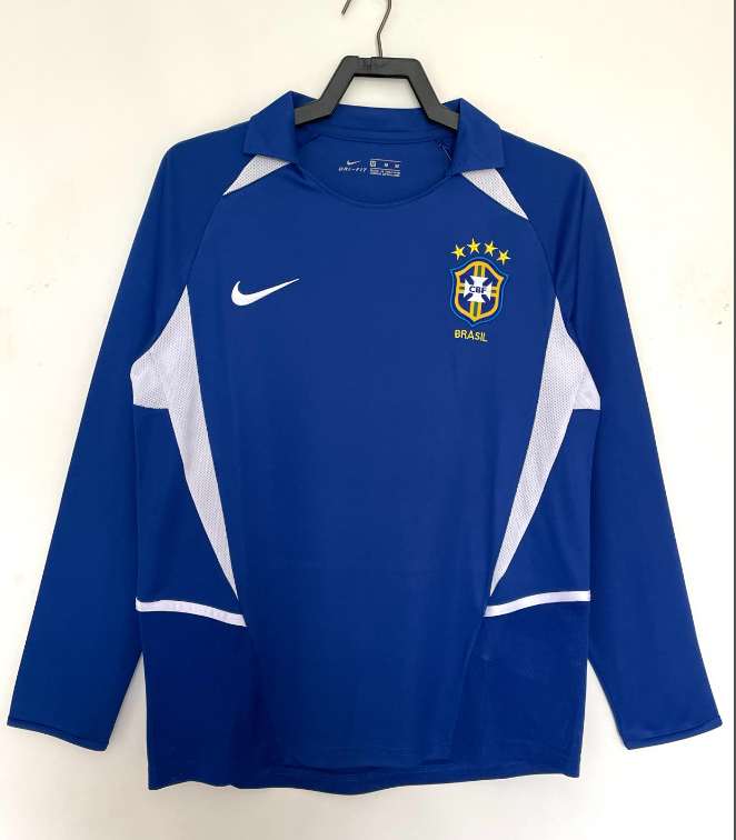 Camiseta de manga larga de visitante de Brasil 2002