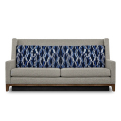 TopIn Tower Restaurant Sofa Banquet-Blue and Gray Fabric Sofa, Wooden Legs