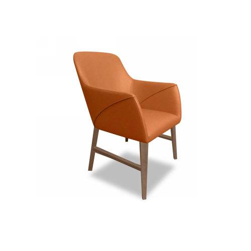 Top In Business Center chair, Orange Leather Finish, Wooden legs