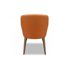 Top In Business Center chair, Orange Leather Finish, Wooden legs