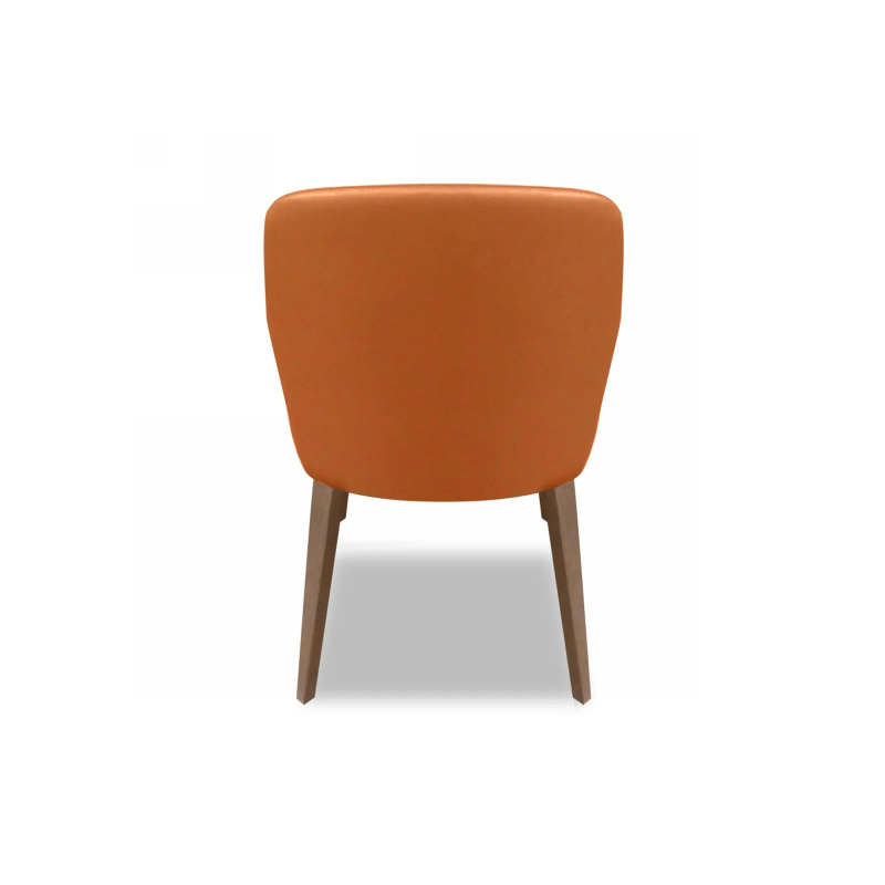 Top In Business Center chair, Orange Leather Finish, Wooden legs