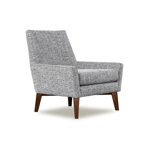 Top In Comfortable Fabric Lounge Chair, Light Grey Finish, Wooden Legs