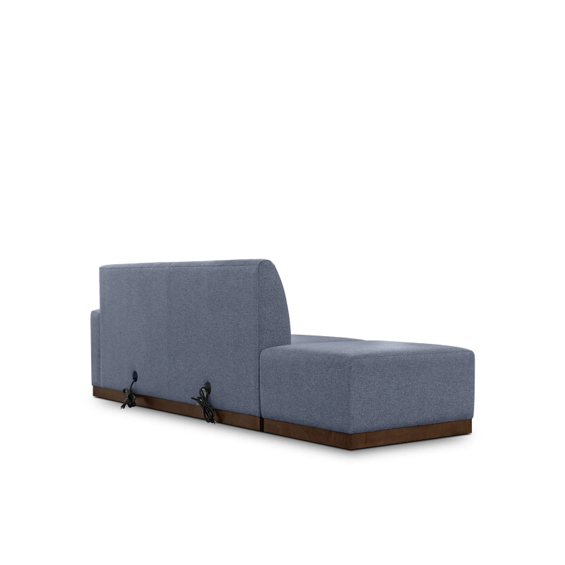 Top In Navy Blue Fabric Sofa Is Divided Into Left And Right Armrests