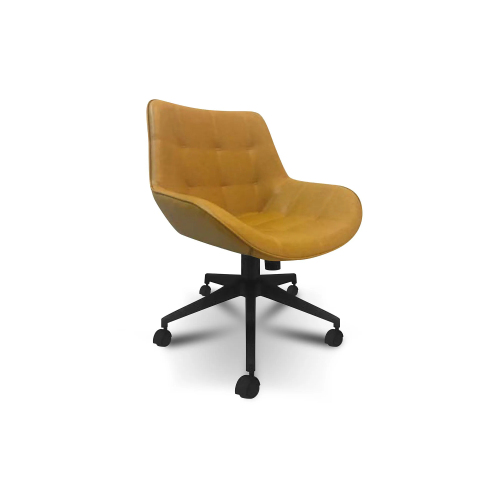 Ergonomic Yellow Leather Desk Chair with Adjustable Heigh