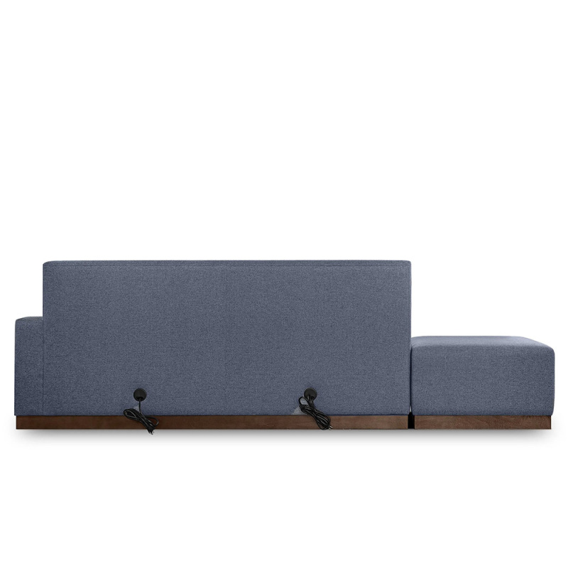 Top In Navy Blue Fabric Sofa Is Divided Into Left And Right Armrests