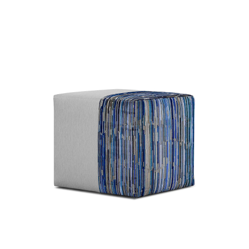 Top In Round Sofa Ottoman, Fabric And Leather Finish, EXG2-304