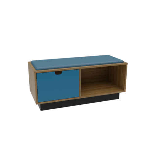 Blue and Brown Bench
