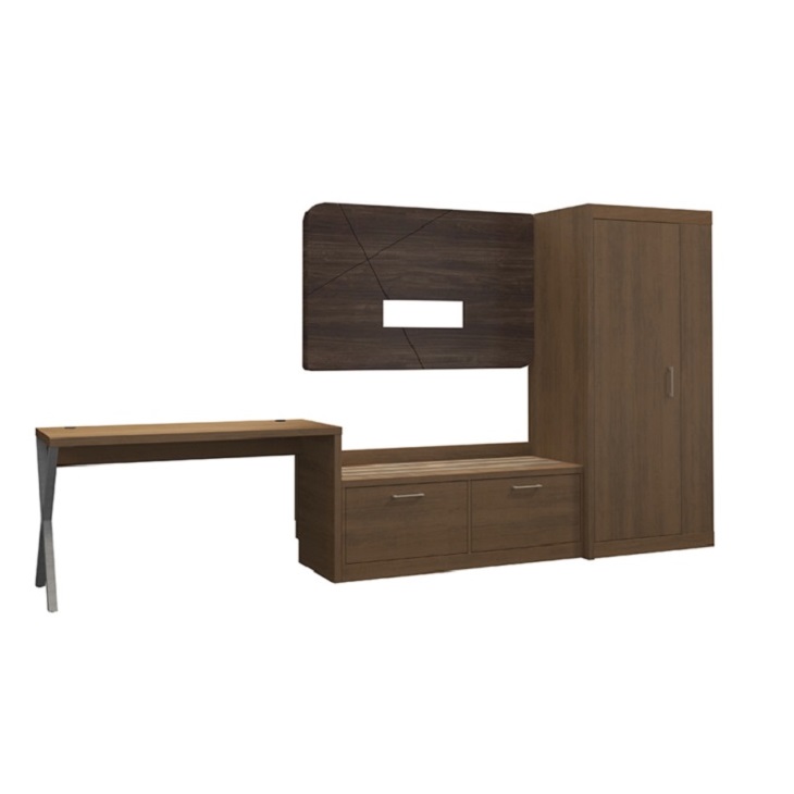 Executive Suite Combo: Ergonomic TV Panel, Wardrobe, and Luggage Rack