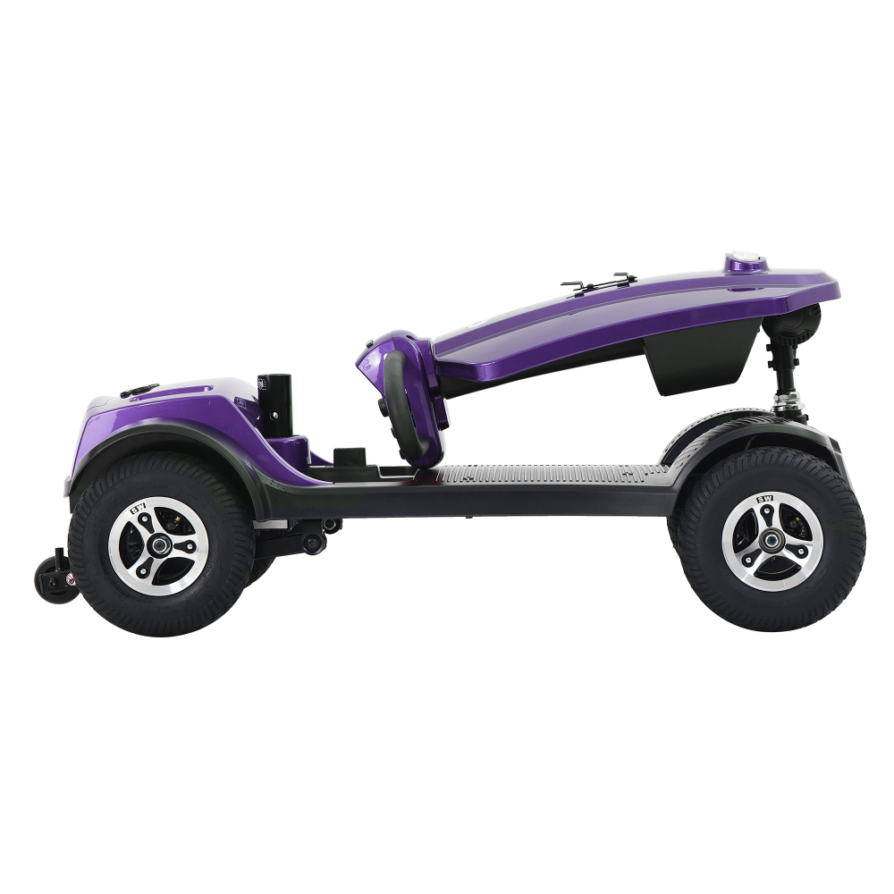 MAX PLUS Purple 4 Wheels Outdoor Compact Mobility Scooter with 2pcs*20AH Lead acid Battery, 16 Miles, Cuo Holders & USB charger Port
