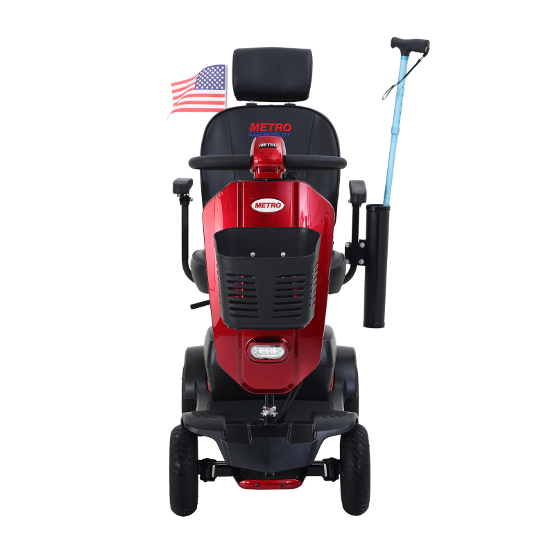 MAX PLUS RED 4 Wheels Outdoor Compact Mobility Scooter with 2pcs*20AH Lead acid Battery, 16 Miles, Cuo Holders &amp; USB charger Port