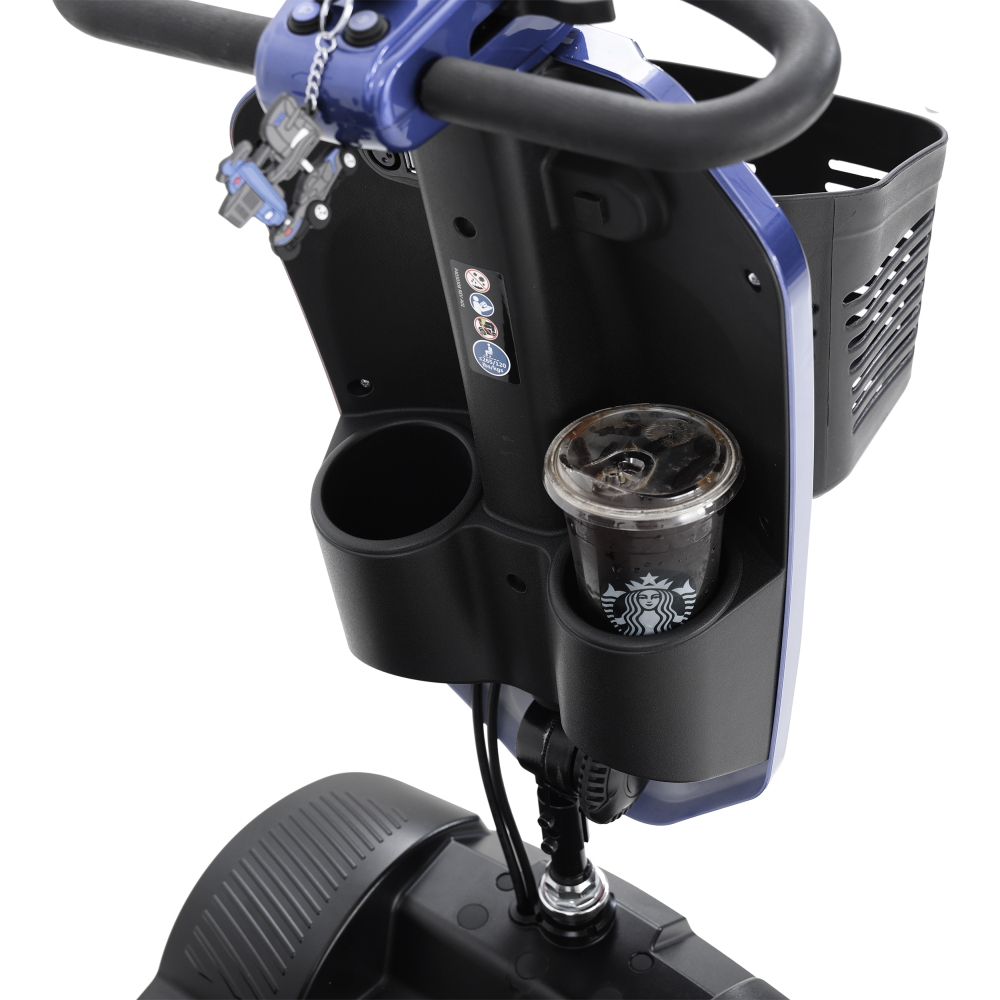 MAX PLUS Blue 4 Wheels Outdoor Compact Mobility Scooter with 2pcs*20AH Lead acid Battery, 16 Miles, Cuo Holders & USB charger Port