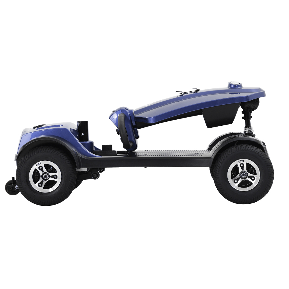 MAX PLUS Blue 4 Wheels Outdoor Compact Mobility Scooter with 2pcs*20AH Lead acid Battery, 16 Miles, Cuo Holders & USB charger Port
