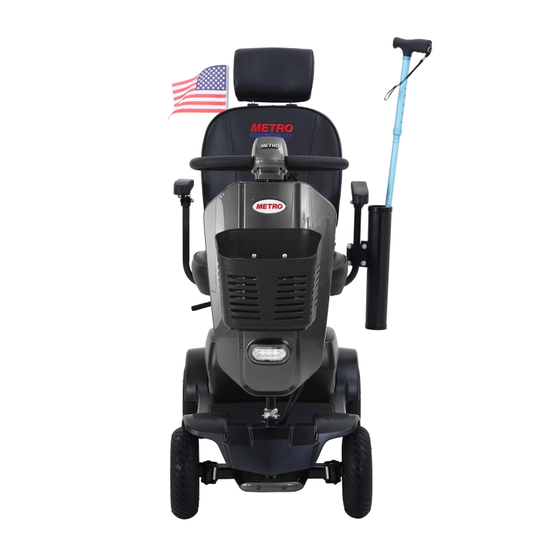MAX PLUS Grey 4 Wheels Outdoor Compact Mobility Scooter with 2pcs*20AH Lead acid Battery, 16 Miles, Cuo Holders & USB charger Port