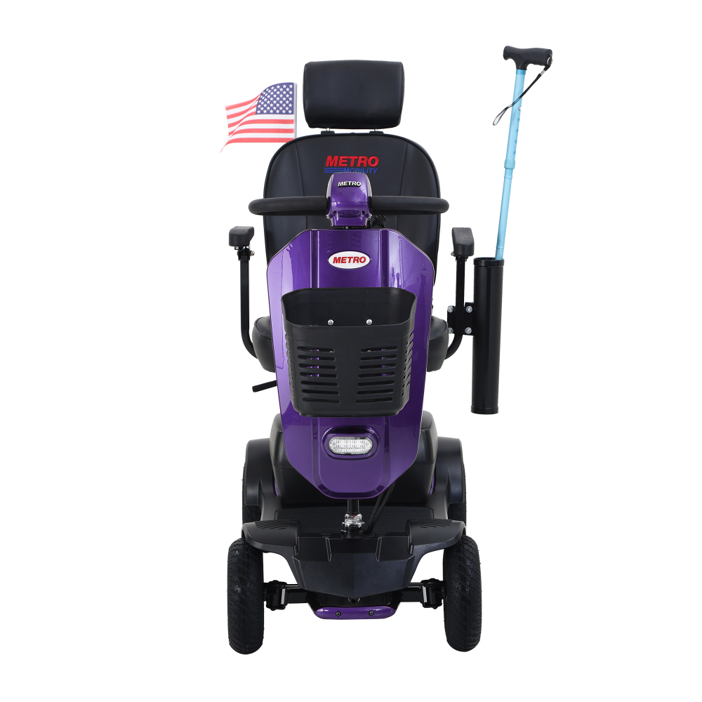 MAX PLUS Purple 4 Wheels Outdoor Compact Mobility Scooter with 2pcs*20AH Lead acid Battery, 16 Miles, Cuo Holders & USB charger Port