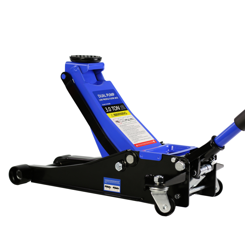 Hydraulic Low Profile and Steel Racing Floor Jack with Dual Piston Quick Lift Pump,3 Ton (6600 lb) Capacity, Blue