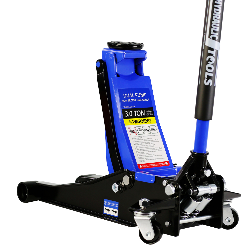 Hydraulic Low Profile and Steel Racing Floor Jack with Dual Piston Quick Lift Pump,3 Ton (6600 lb) Capacity, Blue
