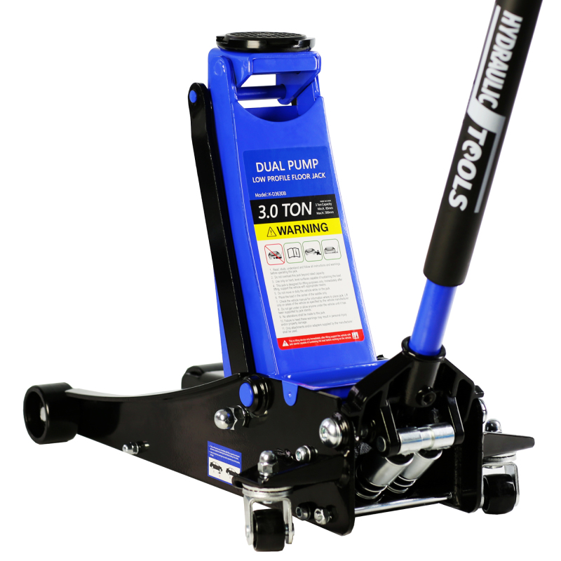 3t Low Profile Jack, Blue and Black, Ultra Low Floor Jack  with Dual Pistons Quick Lift Pump, Car Jack Hydraulic AutoLifts for Home Garage, Truck Jack Hydraulic