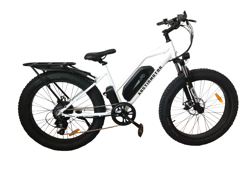 26" 750W Camouflage Electric Bike Fat Tire P7 48V 12.5AH Removable Lithium Battery for Adults with Detachable Rear Rack Fender(White)