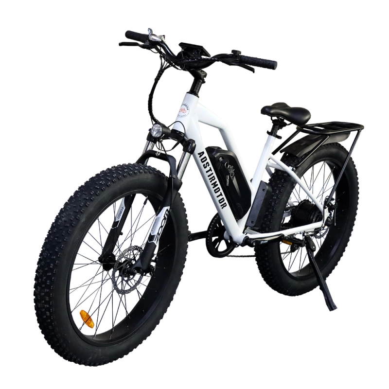 26" 750W Camouflage Electric Bike Fat Tire P7 48V 12.5AH Removable Lithium Battery for Adults with Detachable Rear Rack Fender(White)