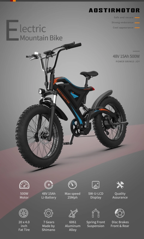 Electric Bicycle 500W Motor 20" Fat Tire With 48V/15Ah Li-Battery S18-MINI New style