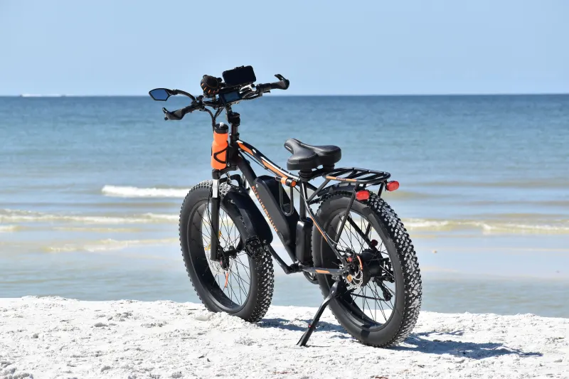S07-B 26" 750W Electric Bike Fat Tire P7 48V 12.5AH Removable Lithium Battery for Adults with Detachable Rear Rack Fender(Black)