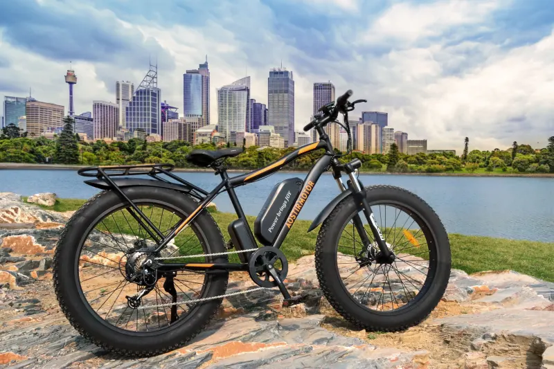 S07-B 26" 750W Electric Bike Fat Tire P7 48V 12.5AH Removable Lithium Battery for Adults with Detachable Rear Rack Fender(Black)
