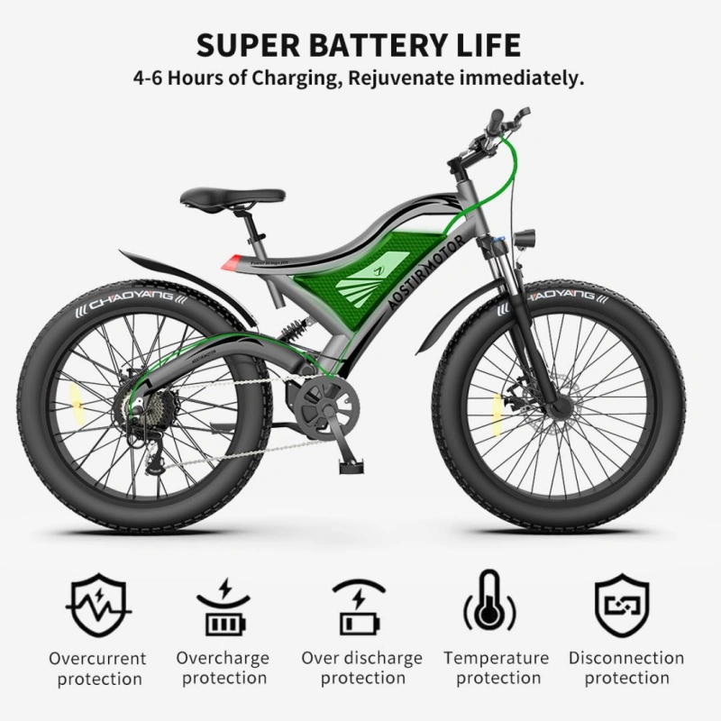 S18 26" 750W Electric Bike Fat Tire 48V 15AH Removable Lithium Battery for Adults