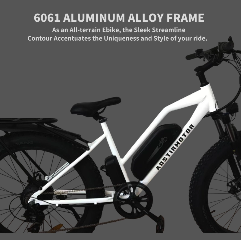 26" 750W Camouflage Electric Bike Fat Tire P7 48V 12.5AH Removable Lithium Battery for Adults with Detachable Rear Rack Fender(White)