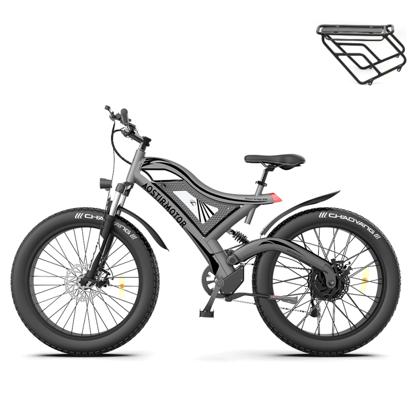 S18 26" 750W Electric Bike Fat Tire 48V 15AH Removable Lithium Battery for Adults