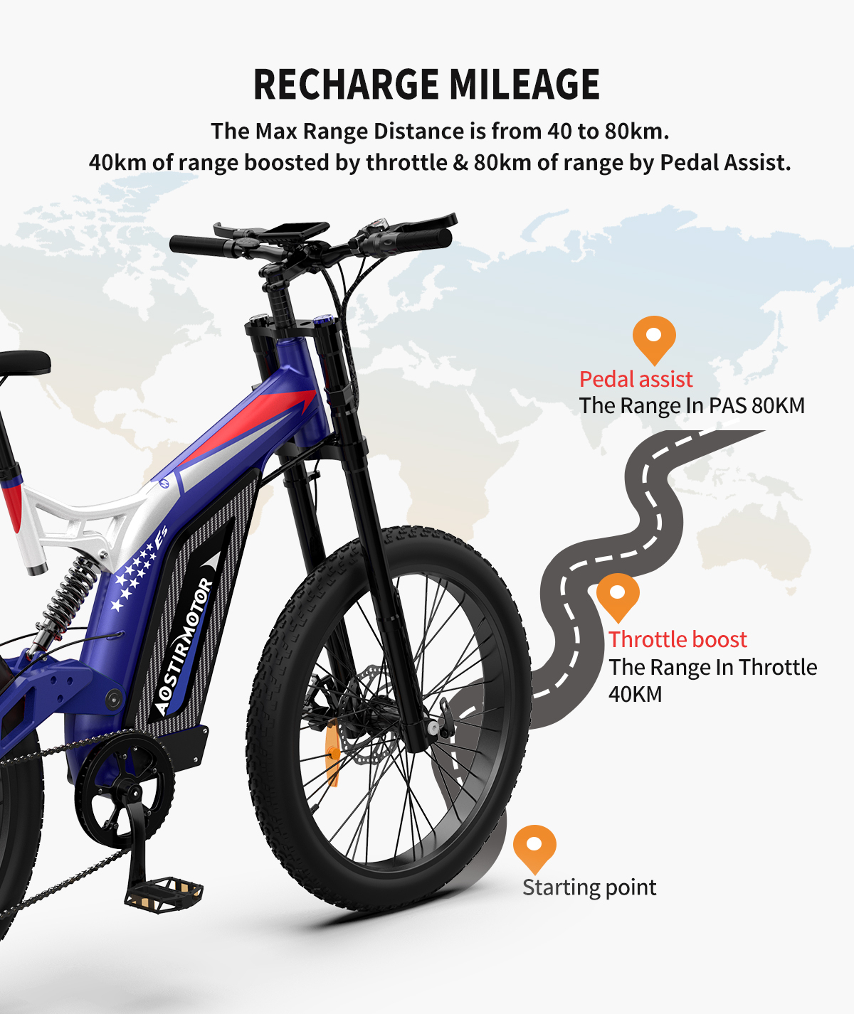 26" 1500W Electric Bike Fat Tire P7 48V 20AH Removable Lithium Battery for Adults S17-1500W