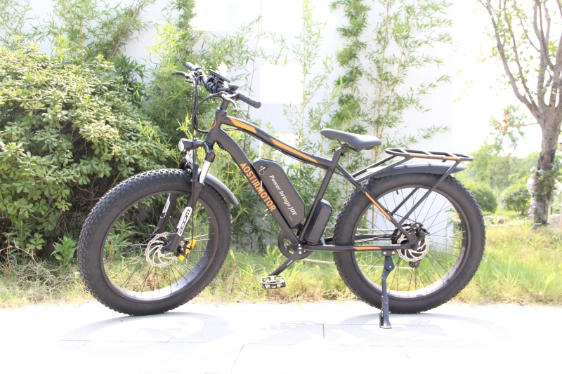 S07-B 26" 750W Electric Bike Fat Tire P7 48V 12.5AH Removable Lithium Battery for Adults with Detachable Rear Rack Fender(Black)