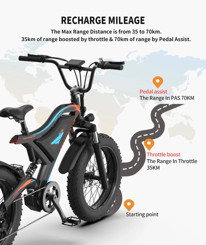 Electric Bicycle 500W Motor 20" Fat Tire With 48V/15Ah Li-Battery S18-MINI New style