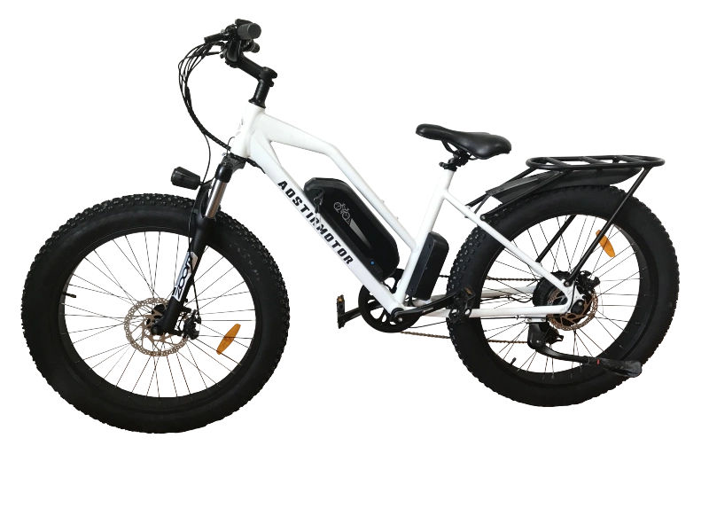 26" 750W Camouflage Electric Bike Fat Tire P7 48V 12.5AH Removable Lithium Battery for Adults with Detachable Rear Rack Fender(White)