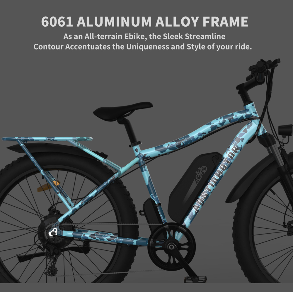 S07-F 26" 750W Electric Bike Fat Tire P7 48V 13AH Removable Lithium Battery for Adults with Detachable Rear Rack Fender New Model