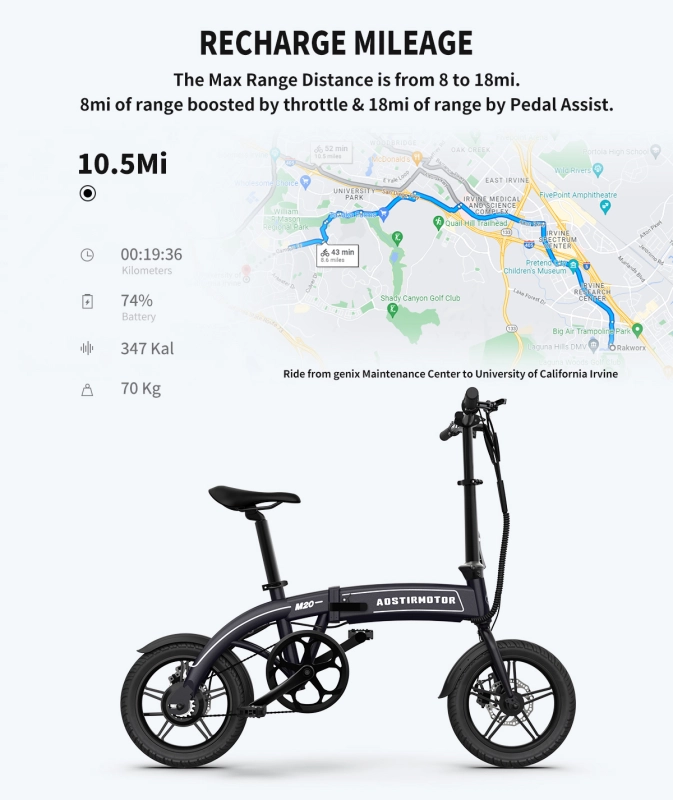 14" Electric Bike,350W 7.5Ah/36V E Bike, Lightweight Folding Electric Bicycles for Adult(BLACK)