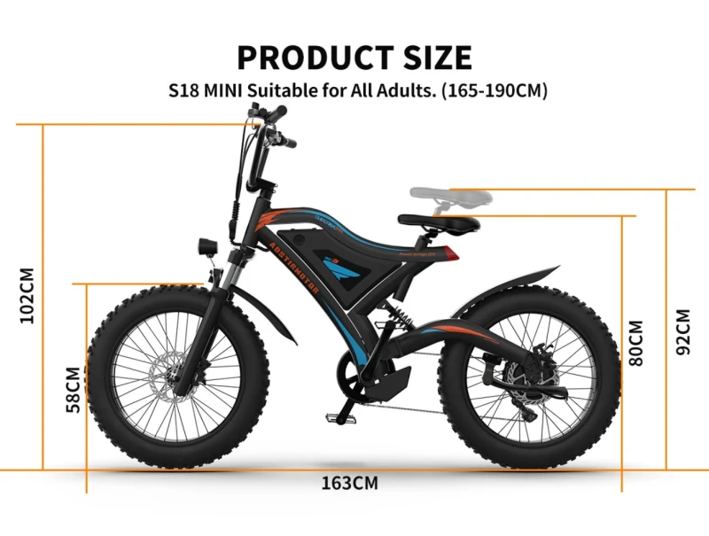 Electric Bicycle 500W Motor 20" Fat Tire With 48V/15Ah Li-Battery S18-MINI New style