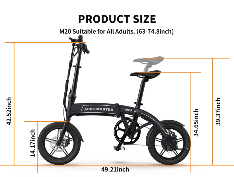 14" Electric Bike,350W 7.5Ah/36V E Bike, Lightweight Folding Electric Bicycles for Adult(BLACK)