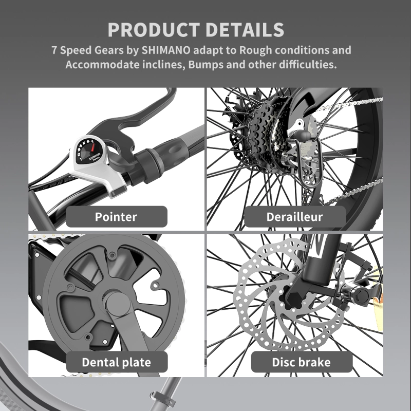 S18 26" 750W Electric Bike Fat Tire 48V 15AH Removable Lithium Battery for Adults