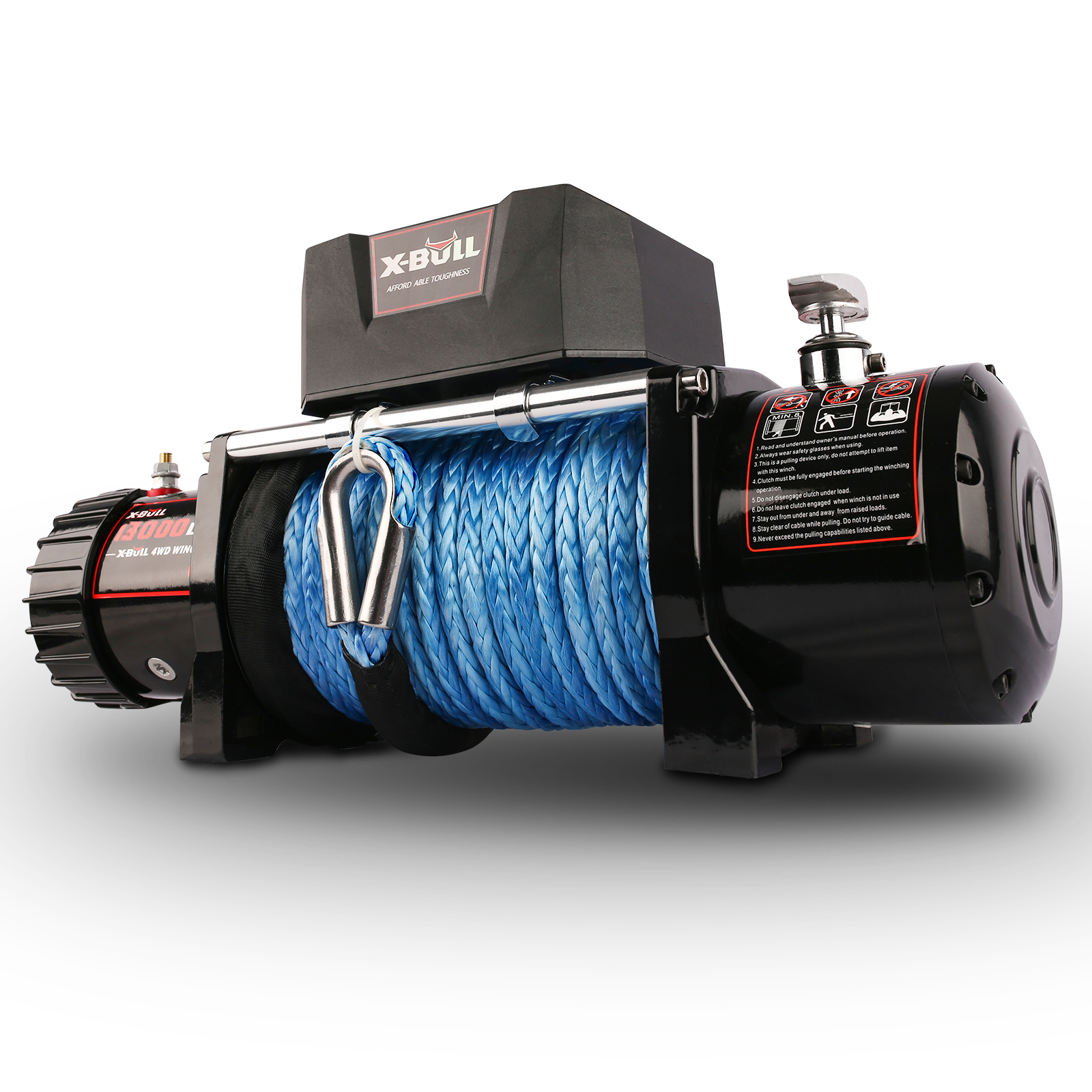 12V waterproof SYNTHETIC ROPE Electric Winch 13000 lb Load Capacity for Truck UTV, ATU,SUV, Car with Corded Control